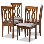 Baxton Studio Cherese Modern and Contemporary Grey Fabric Upholstered Walnut Brown Finished 4-Piece Wood Dining Chair Set